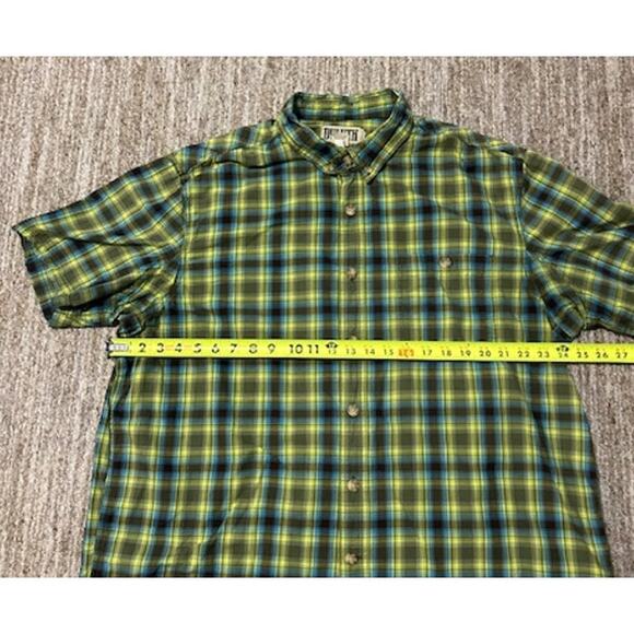 Duluth Trading Co Green Plaid Short Sleeved Cotton Button Down Mens Shirt SZ XL - Picture 5 of 7